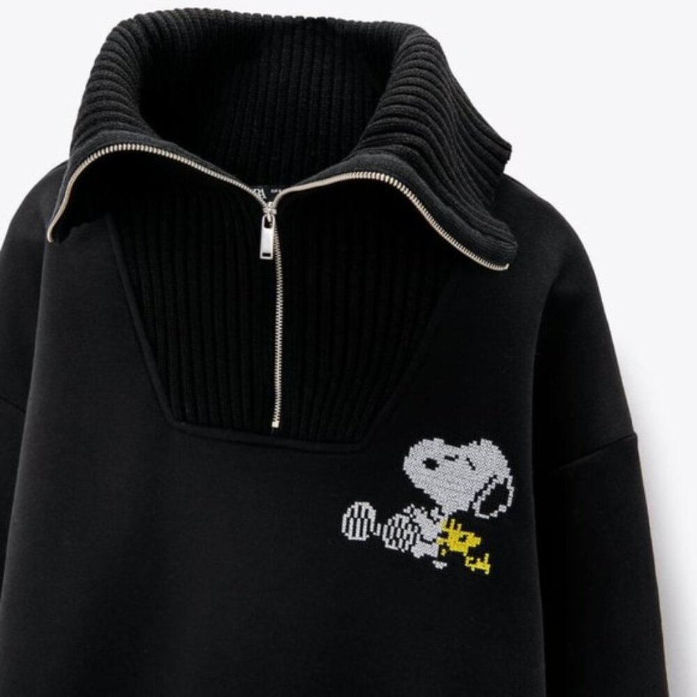 NEW ZARA Limited Edition Black Snoopy ® Peanuts Woodstock Sweater Dress